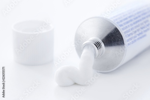 Medical cream coming out of tube