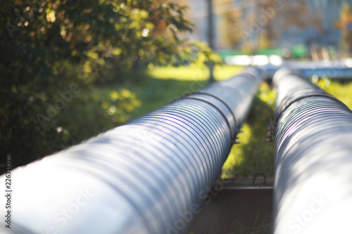 Schilderij op canvas Industrial pipes on street construction