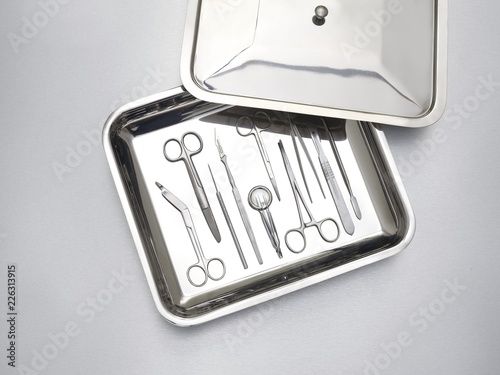 Surgical equipment in a tray photo