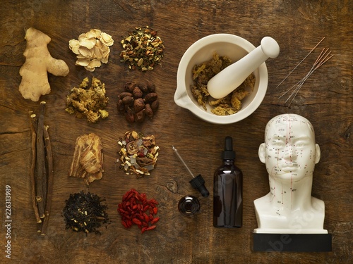 Herbs and equipment used for alternative medicine