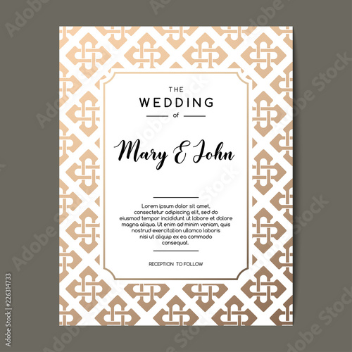 Elegant wedding invitation background. Card design with celtic ornament. Vector decorative template.