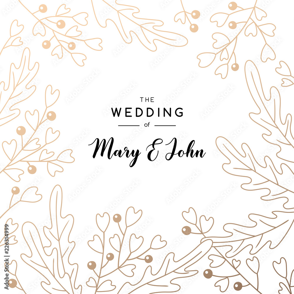 Elegant wedding invitation background with place for text. Card design with  floral pattern. Vector decorative template. Stock Vector | Adobe Stock