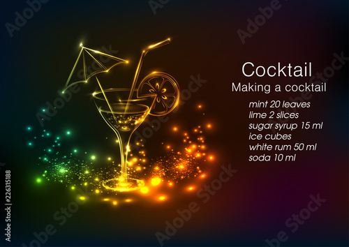 Drinks and cocktails .Neon cocktail recipe