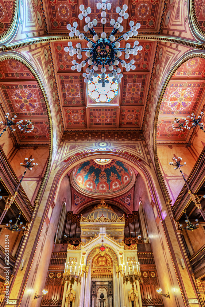 Interior of the Great Synagogue (Tabakgasse Synagogue) in Budapest, Hungary