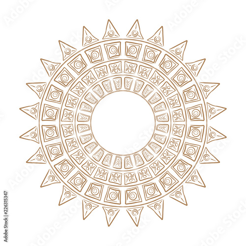 Ethnic circle ornament.Magic pattern the sun.