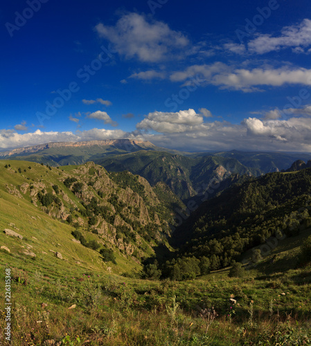 Panoramic view of the high plateau in the North Caucasus in Russia.