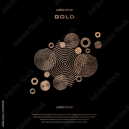 Blush gold pattern. Abstract golden quartz background. Vector illustration. Copper foil luxury circle . Bronze glitter stripes. Geometric pattern. Creative stylish texture. Abstract minimal backdrop