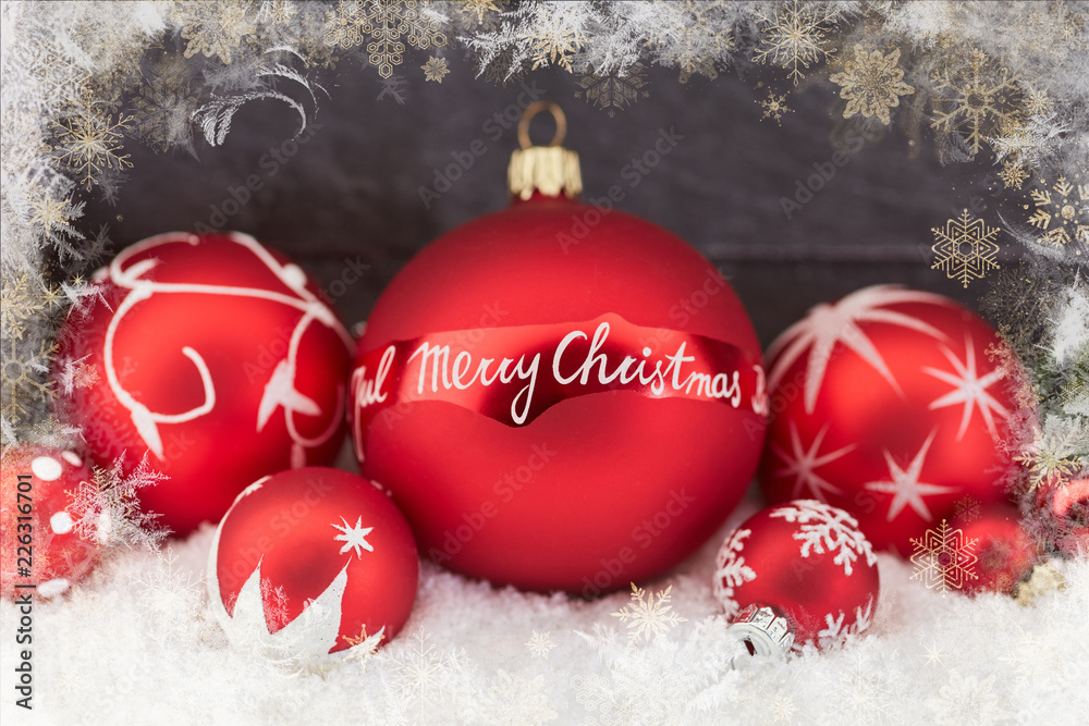 Merry Christmas Kugel zu Weihnachten im Rahmen Stock Photo | Adobe Stock