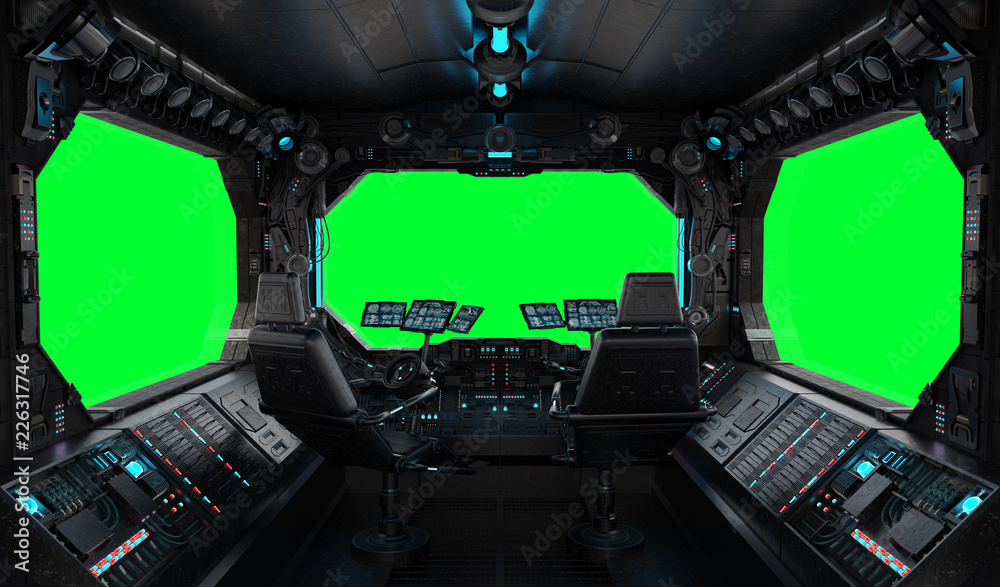 Fototapeta premium Statek kosmiczny grunge wewnętrzny okno odizolowywający