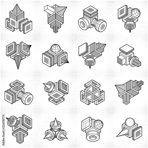 Engineering constructions collection, abstract vectors set