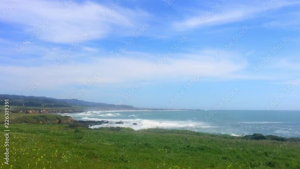 The Pacific Ocean from Highway One, at the Big Sur area, in California, United States. The Pacific Ocean from Highway One, at the Big Sur area, in California, United States.