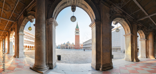 view of famoust San Marco square through arches, Venice, Italy photo