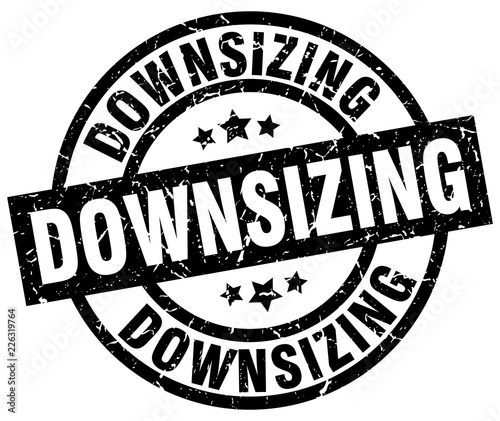 downsizing round grunge black stamp