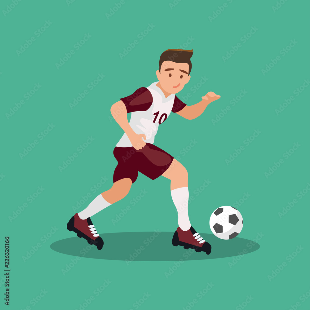 Football player, kicks the ball. Vector illustration.