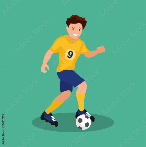 Fototapeta Naklejka Na Ścianę i Meble -  Football player, kicks the ball. Vector illustration.