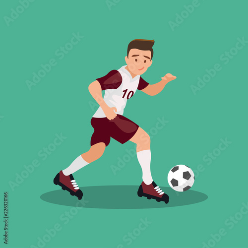 Fototapeta Naklejka Na Ścianę i Meble -  Football player, kicks the ball. Vector illustration.