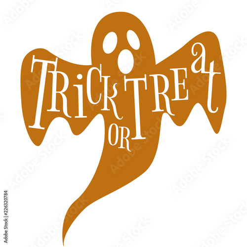 Trick or Treat Happy Halloween ghost lettering logo for invintation