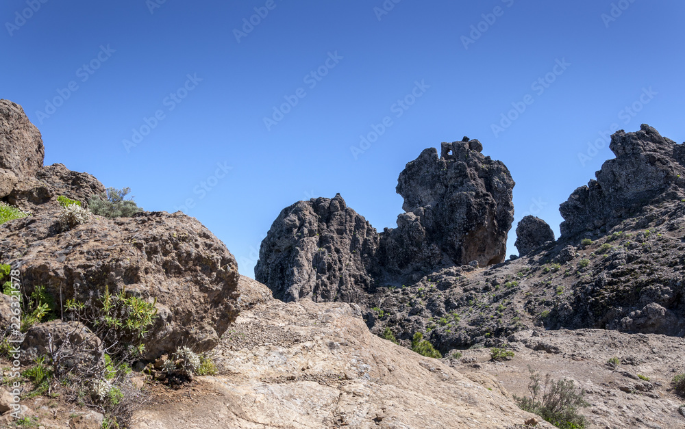 Volcanic rock formations in Nublo Rural Park, in the interior of the Gran Canaria Island, Canary Islands, Spain