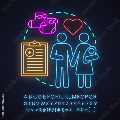 Perinatal center neon light concept icon