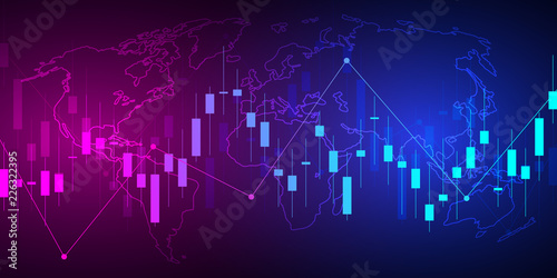 Business candle stick graph chart of stock market investment trading. Trend of graph. Vector illustration