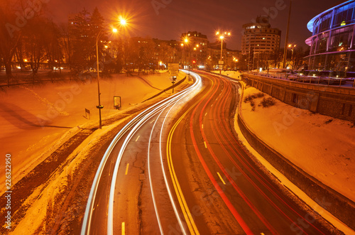 winter highway at night