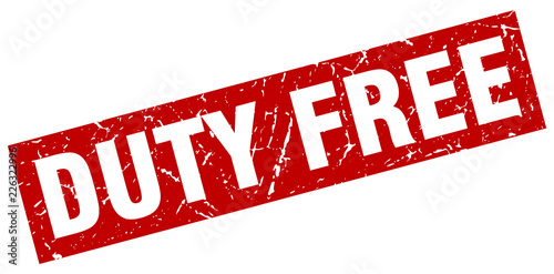 square grunge red duty free stamp
