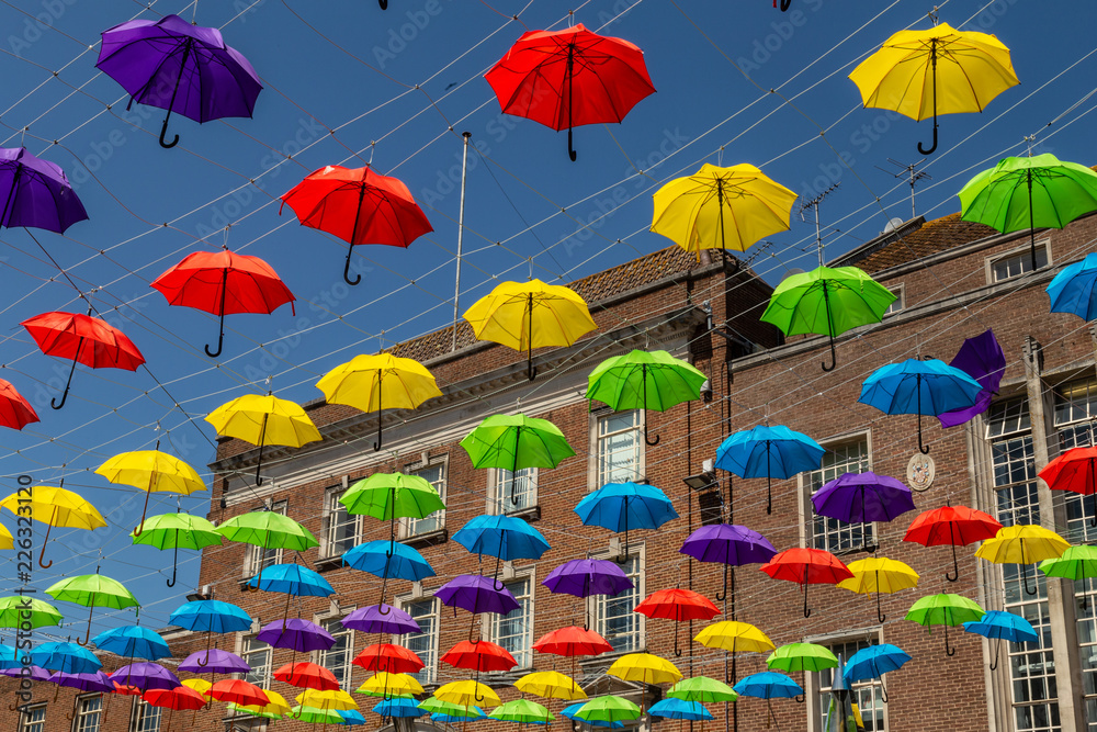 umbrella movement art in Exeter, Great Britain