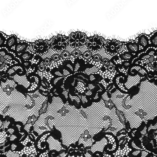 black floral lace on a white background photo