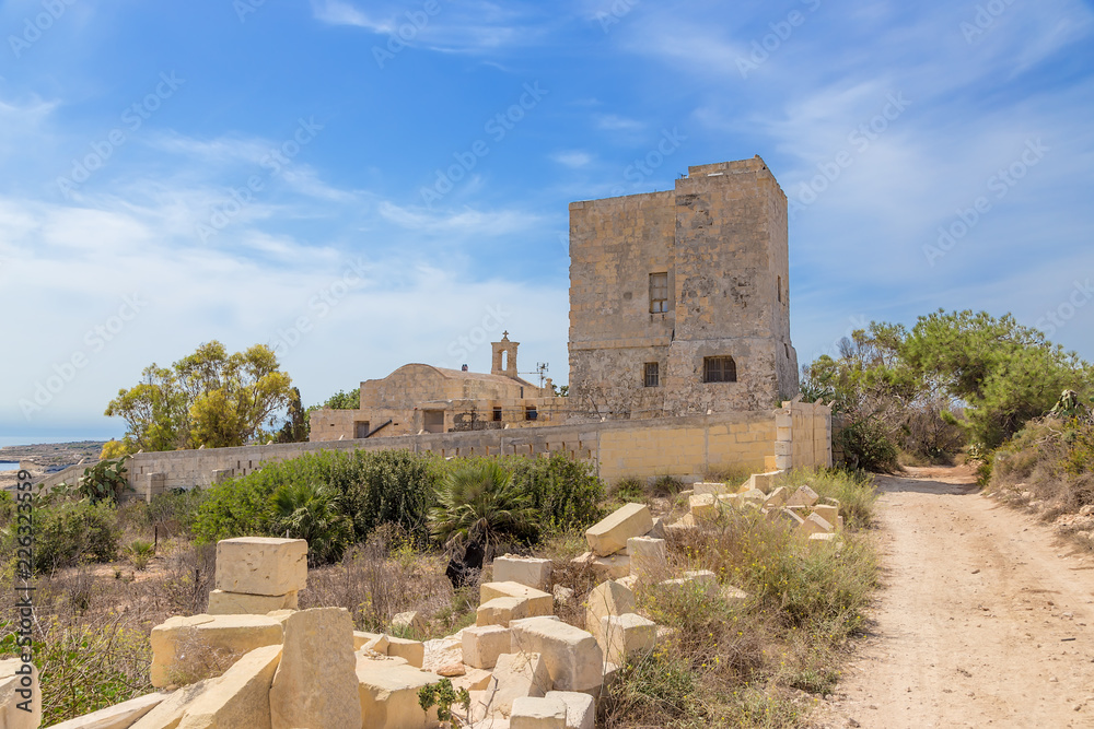 Delimara, Malta. Tower and Chapel of St. Paul