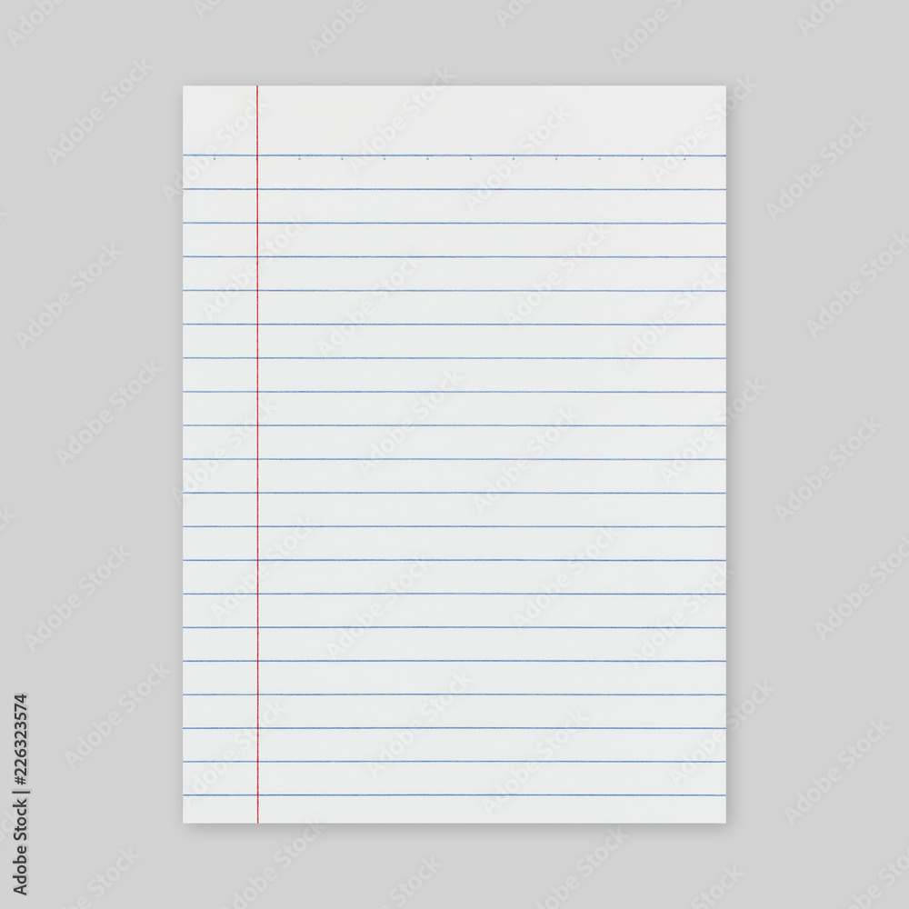 Notebook paper on gray background with clipping path. Mockup for design Notebook paper on gray background with clipping path. Mockup for design