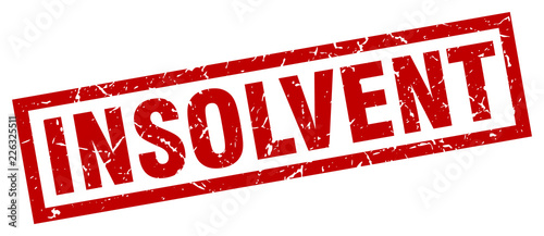 square grunge red insolvent stamp