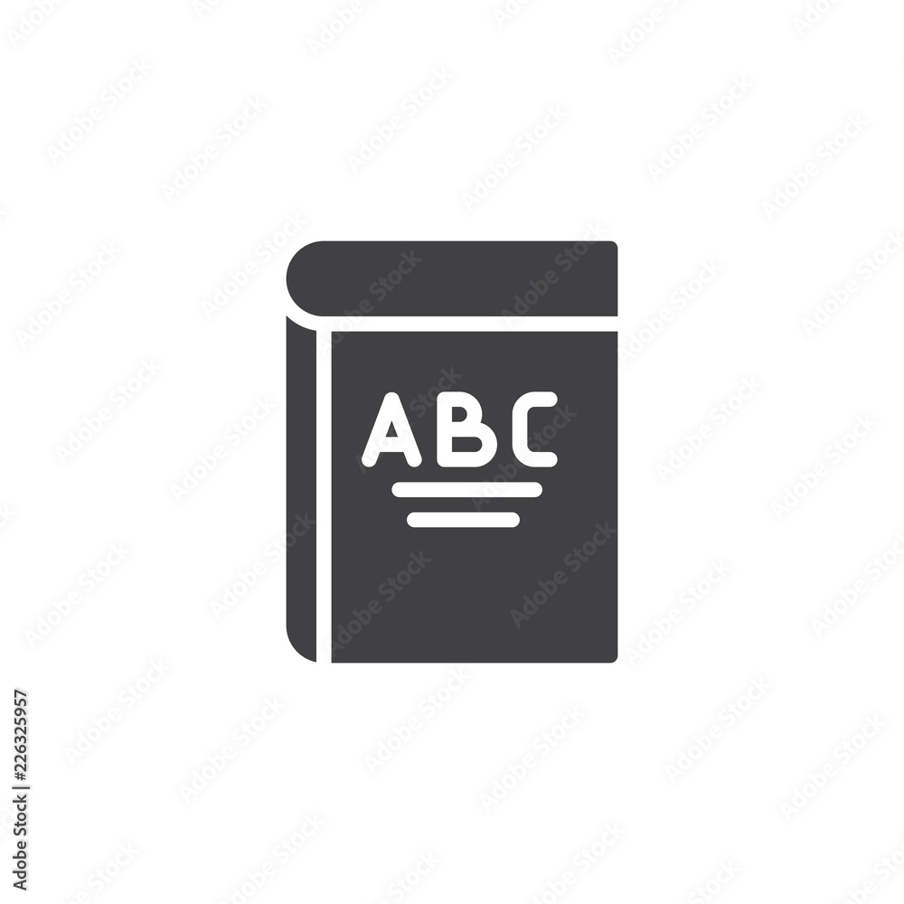 Alphabet book vector icon. filled flat sign for mobile concept and web design. ABC book simple solid icon. Education symbol, logo illustration. Pixel perfect vector graphics Alphabet book vector icon. filled flat sign for mobile concept and web design. ABC book simple solid icon. Education symbol, logo illustration. Pixel perfect vector graphics