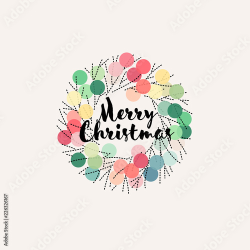 Christmas card with elegant branches of snowy berries isolated on white background