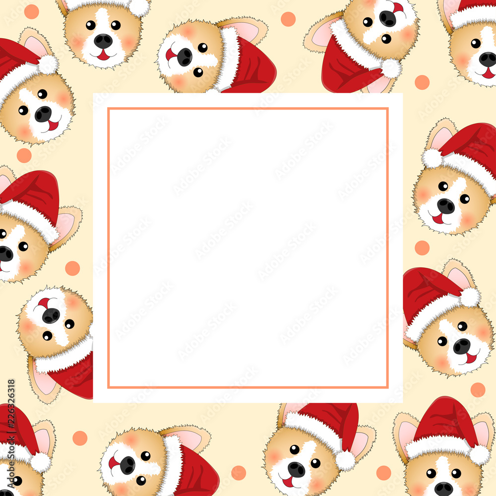 Corgi Santa Claus on Beige Ivory Banner Card