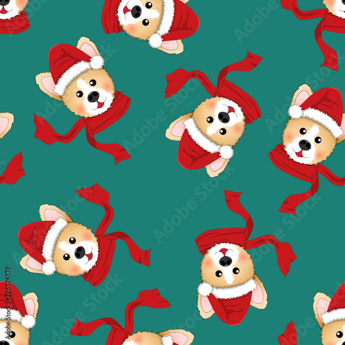 Corgi Santa Claus with Red ...
