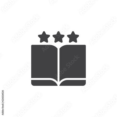 Favorite book vector icon. filled flat sign for mobile concept and web design. Open book and rate stars simple solid icon. Symbol, logo illustration. Pixel perfect vector graphics