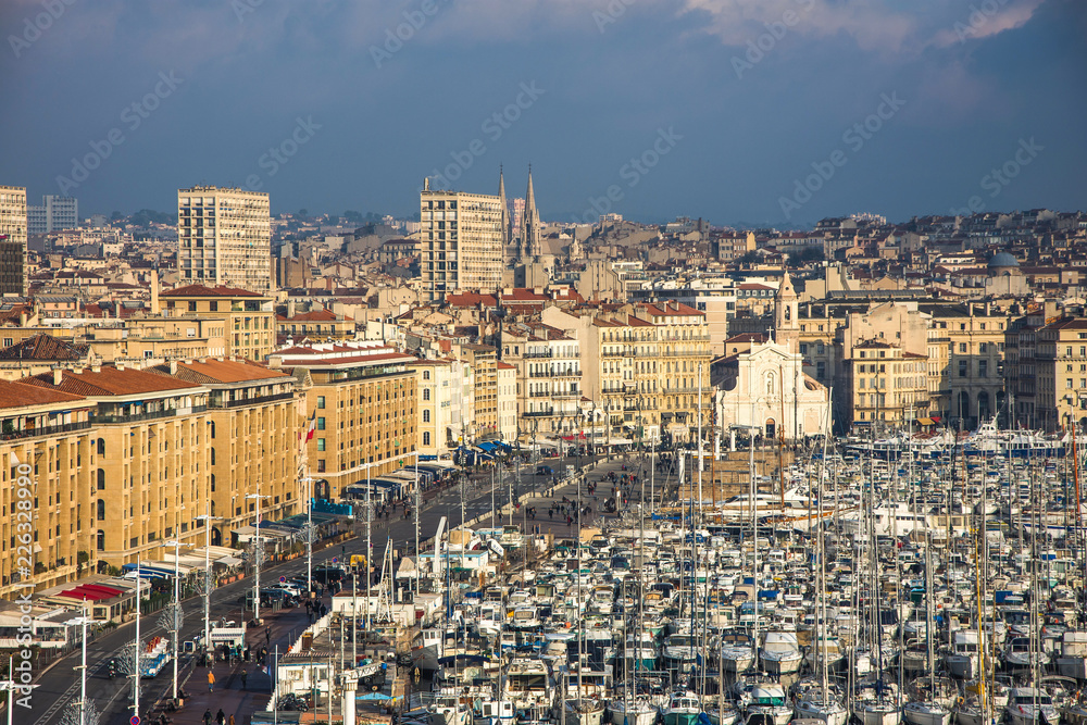beautiful panoramic view of the city of Marseille, France