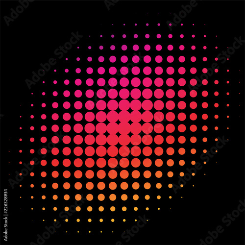 Colorful Rainbow Circle in Halftone, Halftone Dot Pattern, Vector Illustration.