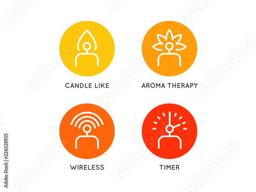 Set of Electric Candle icons in vector different functions