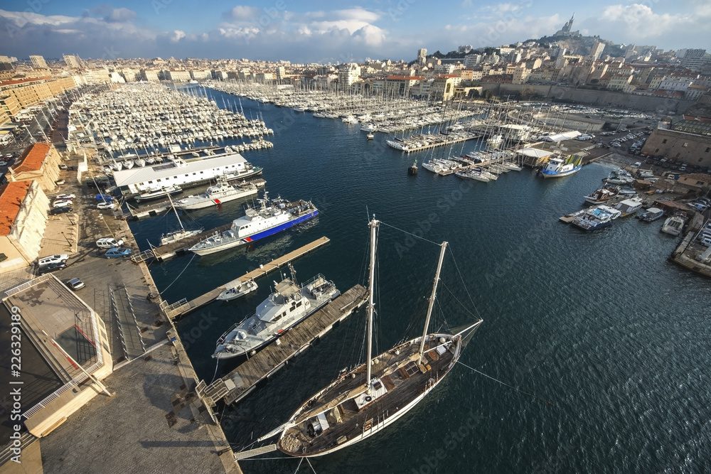 Aerial view of the city of Marseille, France