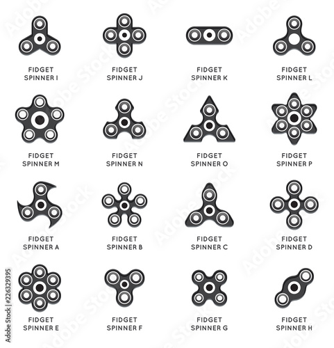 Set of Spinner or fidget spinner Different Shapes