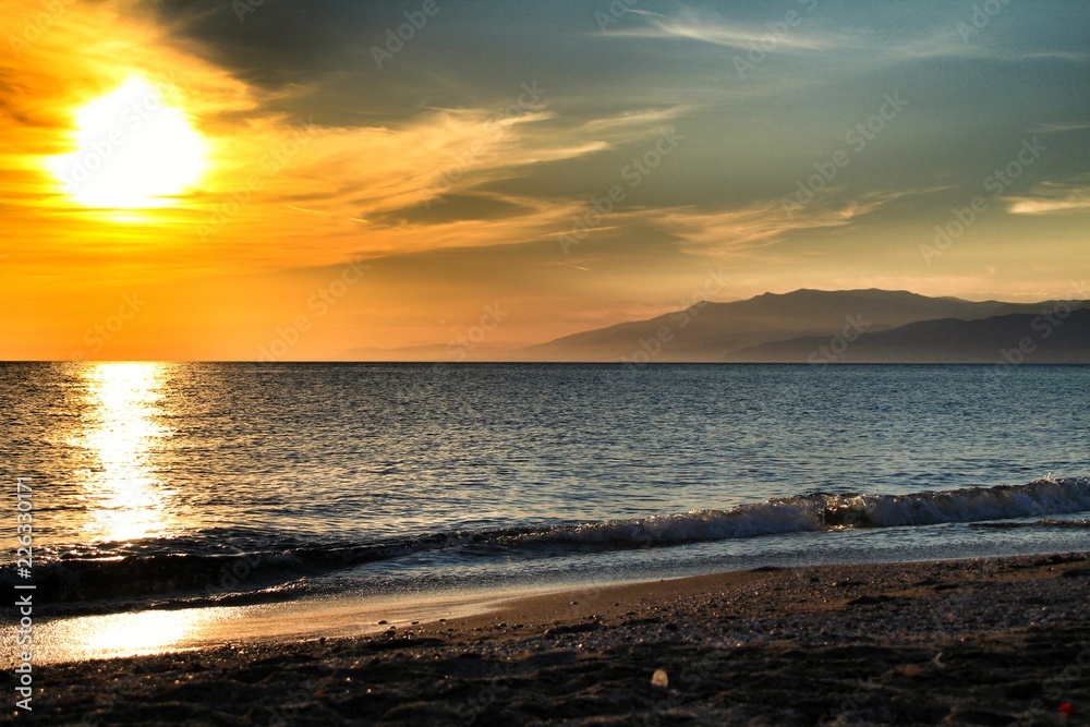 Sunset on the beach in Cabo de Gata, Almeria