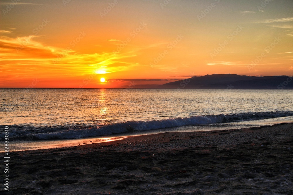 Sunset on the beach in Cabo de Gata, Almeria