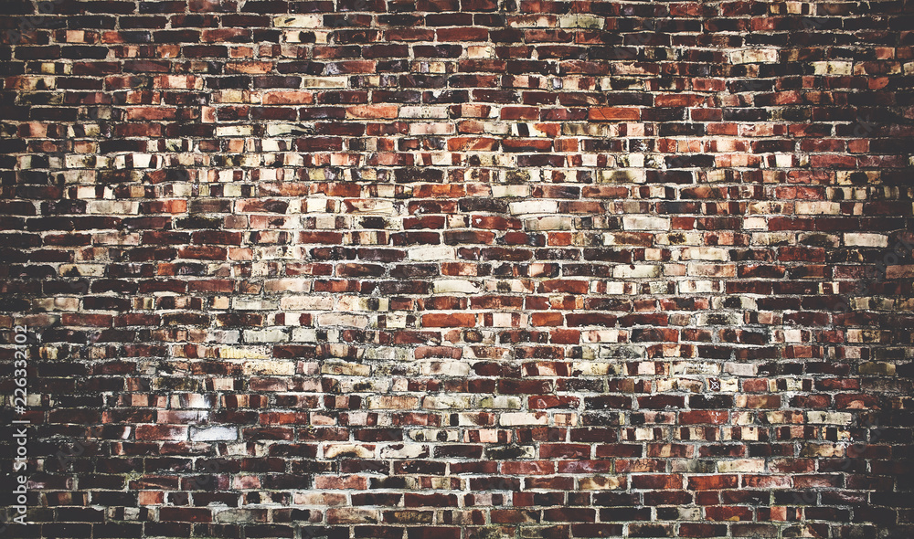 Fototapeta premium Old red brickwall texture with broken bricks