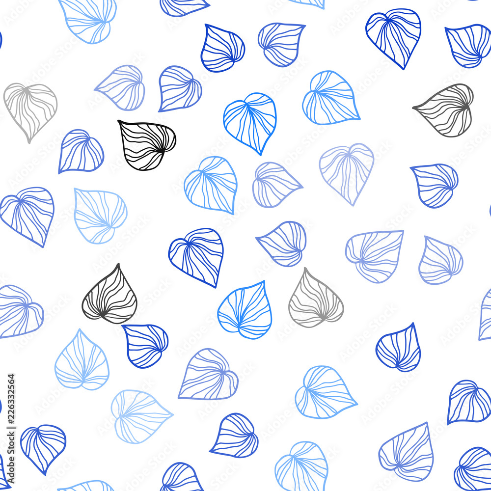 Light BLUE vector seamless natural artwork with leaves.