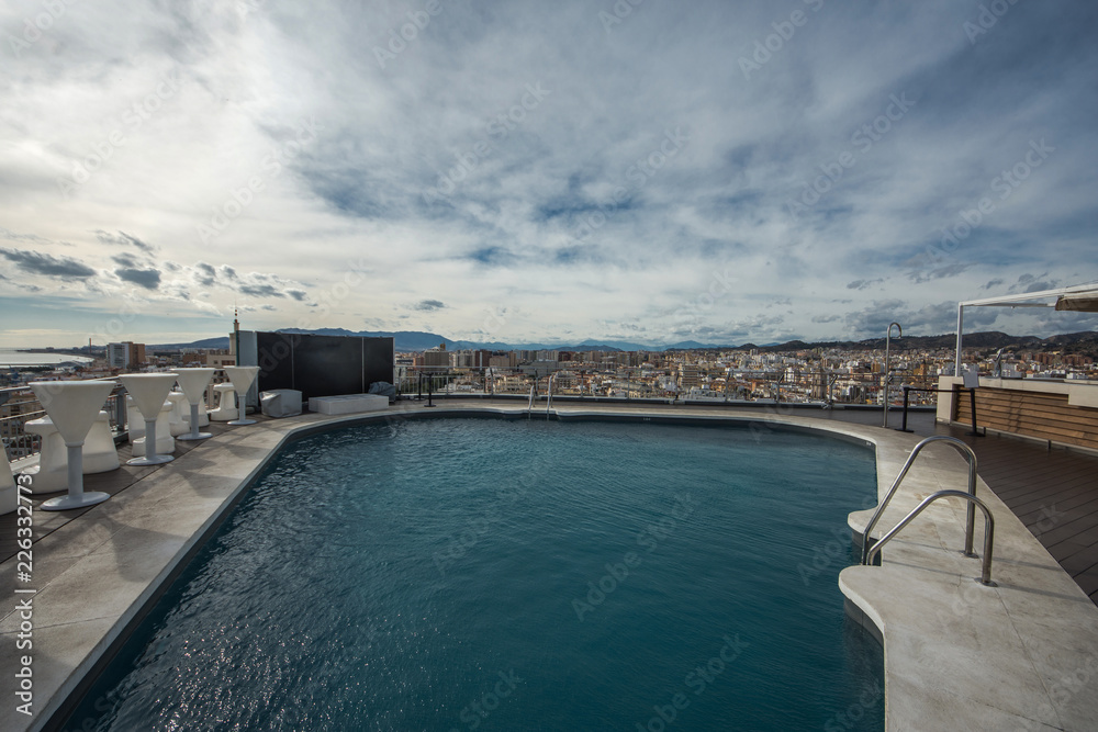 Obraz premium Spain - Malaga swimming pool on the rooftop at downtown
