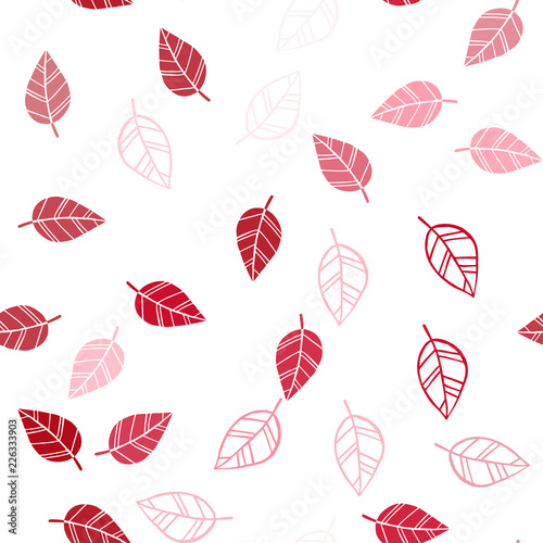Light Red vector seamless elegant wallpaper with leaves.