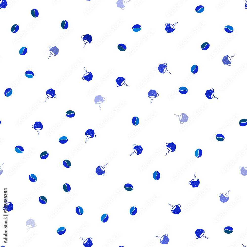 Dark Pink, Blue vector seamless template with cups of coffee, beans. Dark Pink, Blue vector seamless template with cups of coffee, beans.