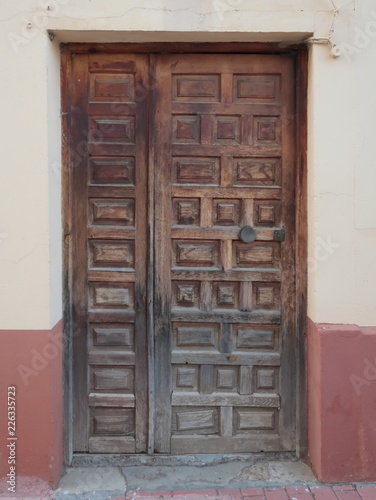 Puerta de entrada antigua de madera de casa de pueblo de Zamora, España, Europa