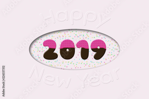 Year 2019 with glazed choco...